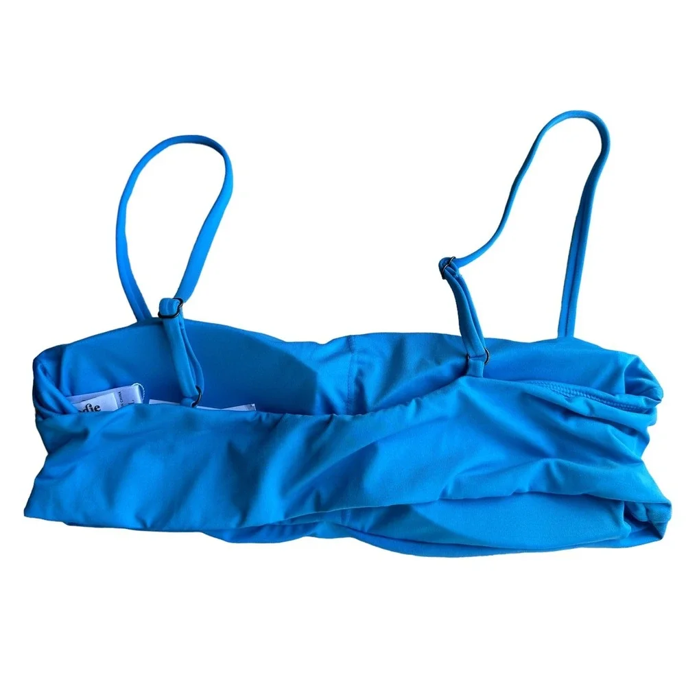 andie swim the newport bikini top bright blue, women size large
